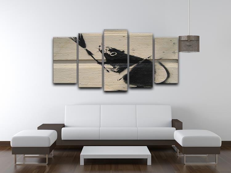 Banksy Broom Rat 5 Split Panel Canvas - Canvas Art Rocks - 3