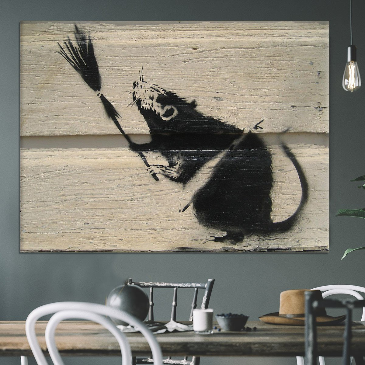 Banksy Broom Rat Canvas Print or Poster