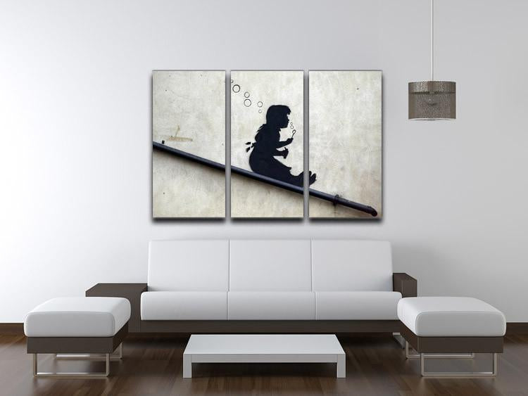 Banksy Bubble Slide 3 Split Panel Canvas Print - Canvas Art Rocks
