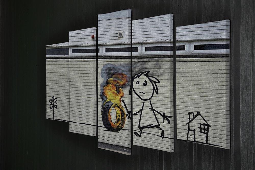 Banksy Burning Tyre 5 Split Panel Canvas - Canvas Art Rocks - 2
