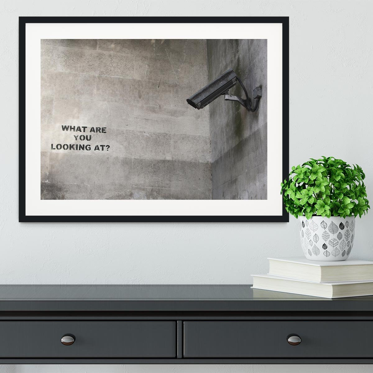 Banksy CCTV What Are You Looking at Framed Print