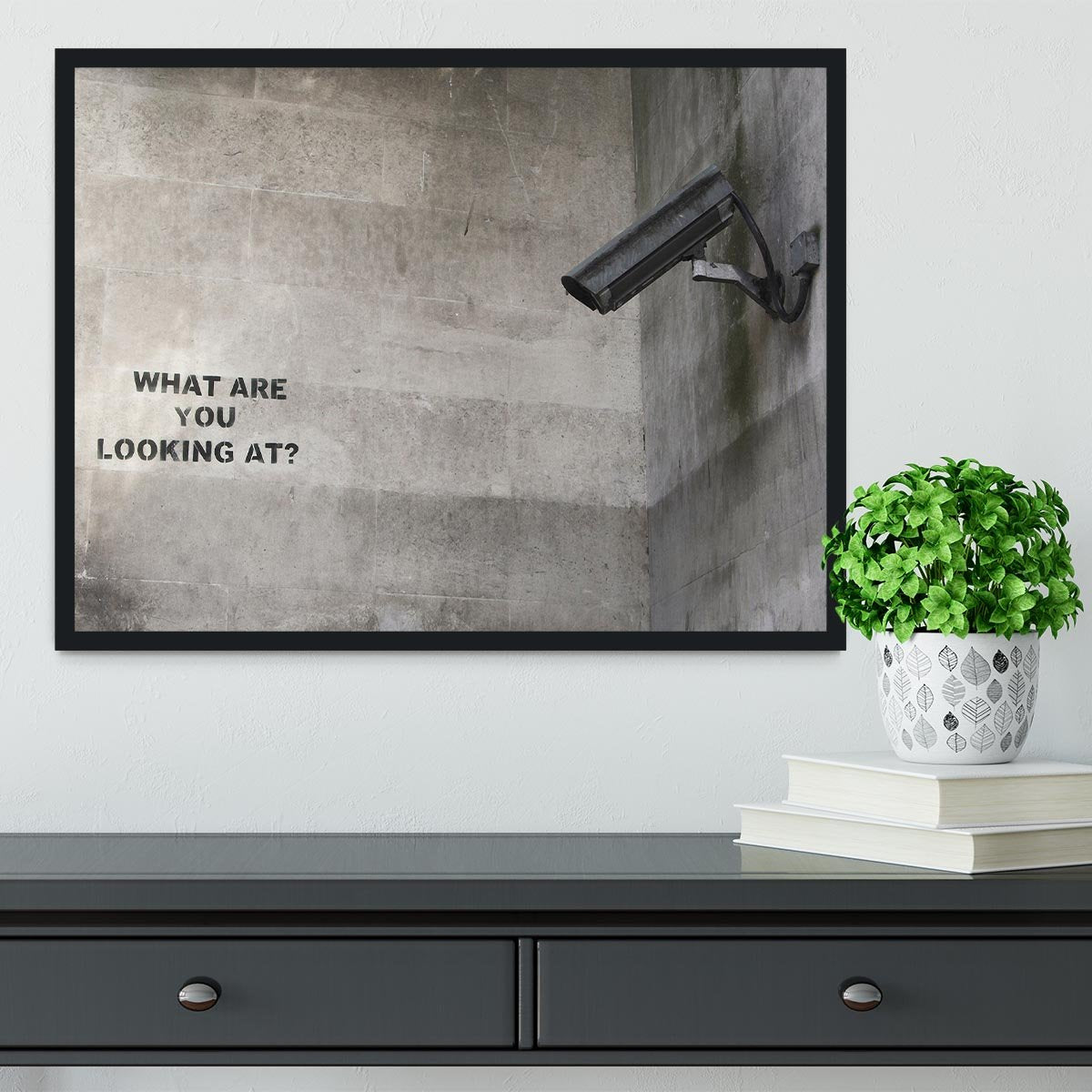 Banksy CCTV What Are You Looking at Framed Print