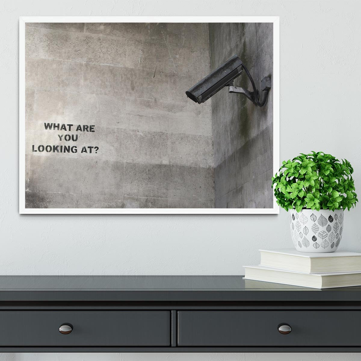 Banksy CCTV What Are You Looking at Framed Print