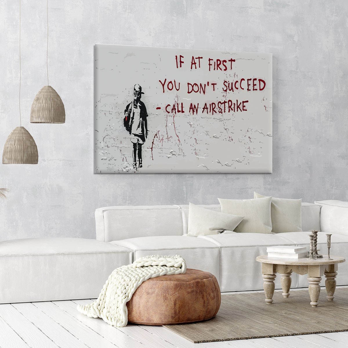 Banksy Call An Airstrike Canvas Print or Poster
