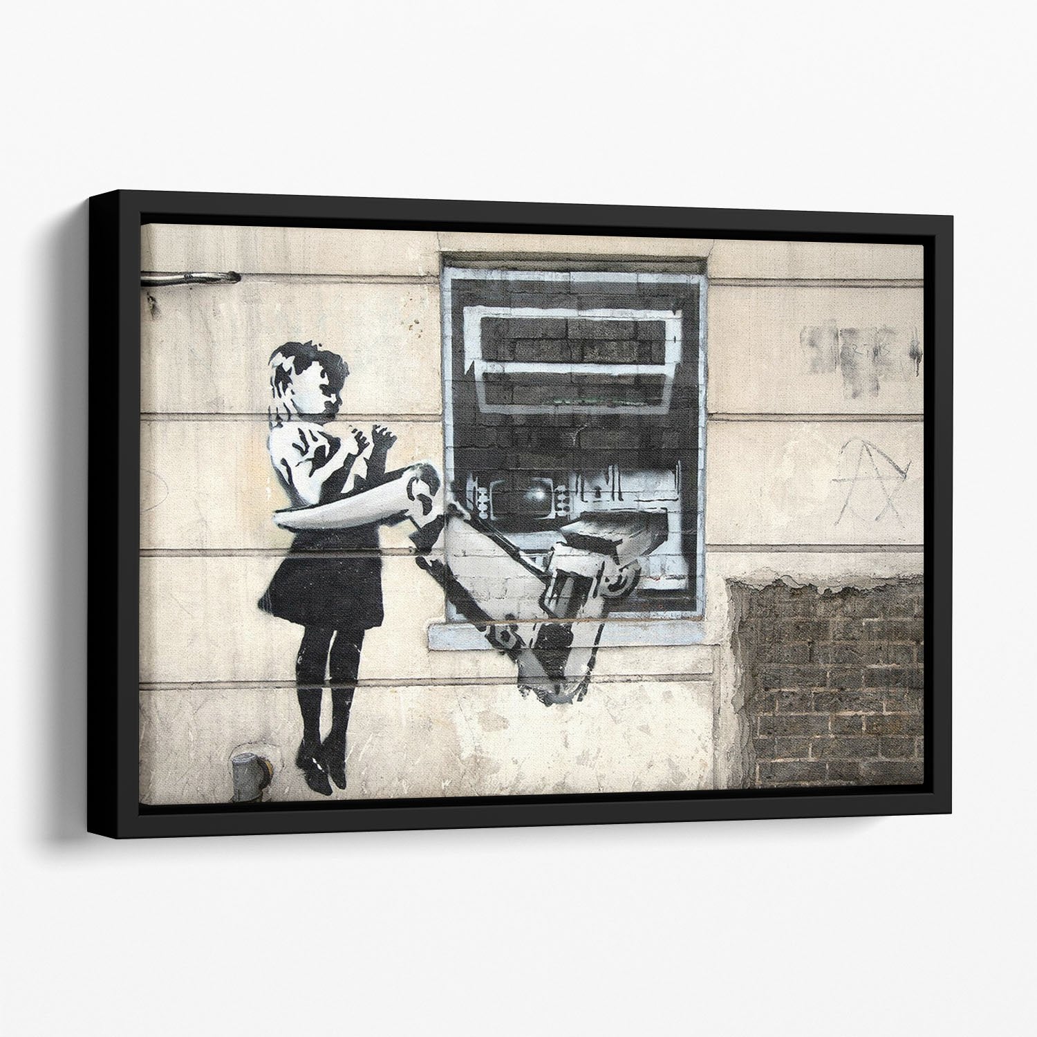 Banksy Cash Machine Girl Floating Framed Canvas