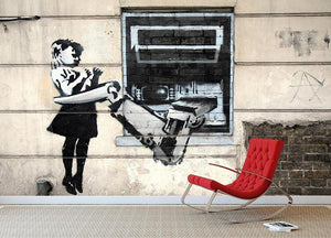 Banksy Cash Machine Girl Wall Mural Wallpaper - Canvas Art Rocks - 2