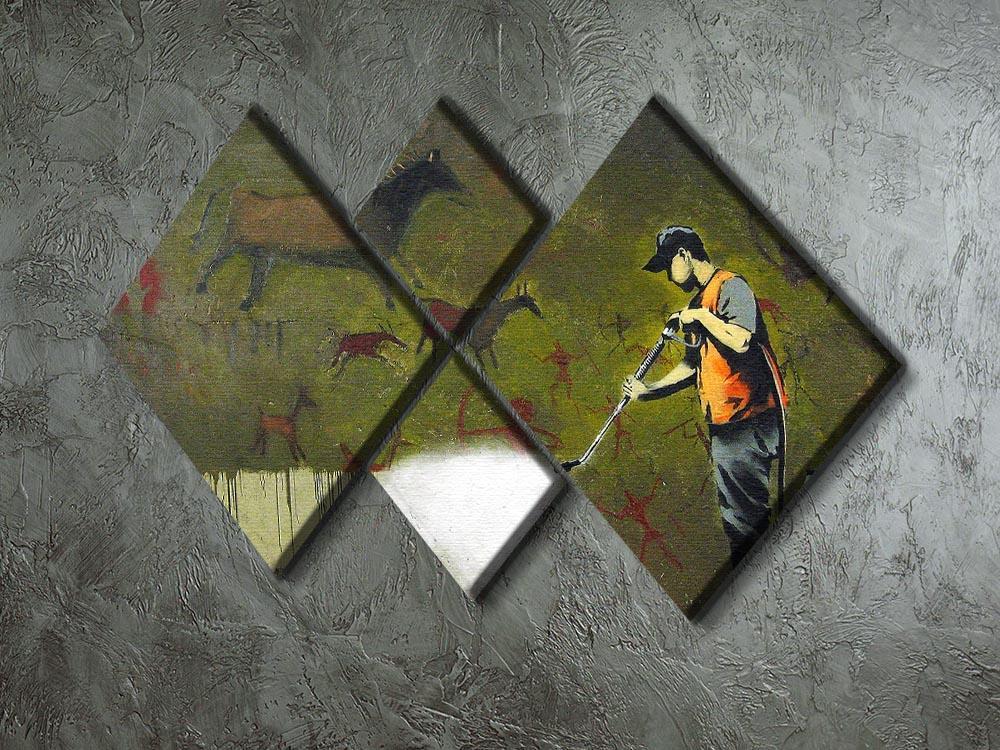 Banksy Cave Graffiti Removal 4 Square Multi Panel Canvas - Canvas Art Rocks - 2