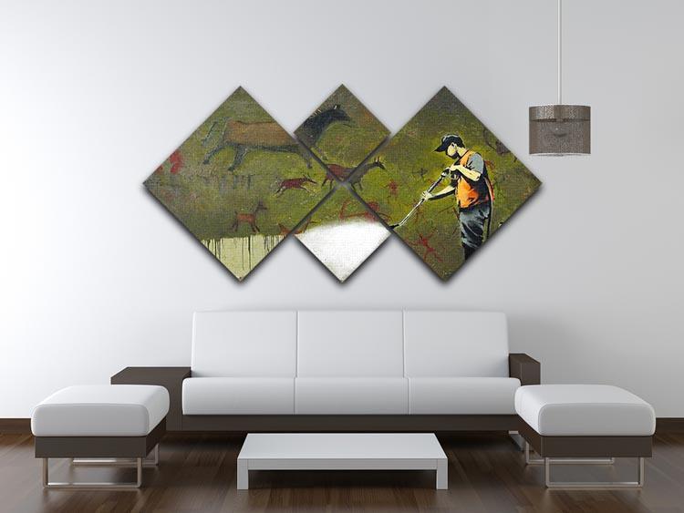 Banksy Cave Graffiti Removal 4 Square Multi Panel Canvas - Canvas Art Rocks - 3