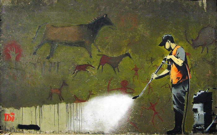 Banksy Cave Graffiti Removal Wall Mural Wallpaper