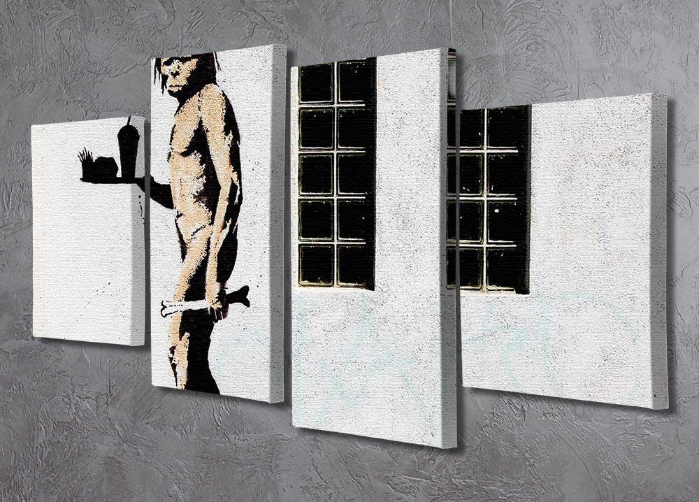Banksy Caveman Takeaway 4 Split Panel Canvas - Canvas Art Rocks - 2