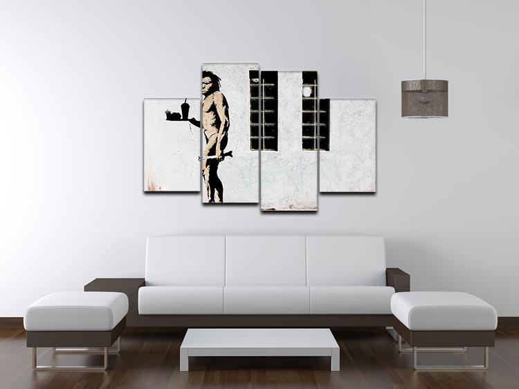 Banksy Caveman Takeaway 4 Split Panel Canvas - Canvas Art Rocks - 3
