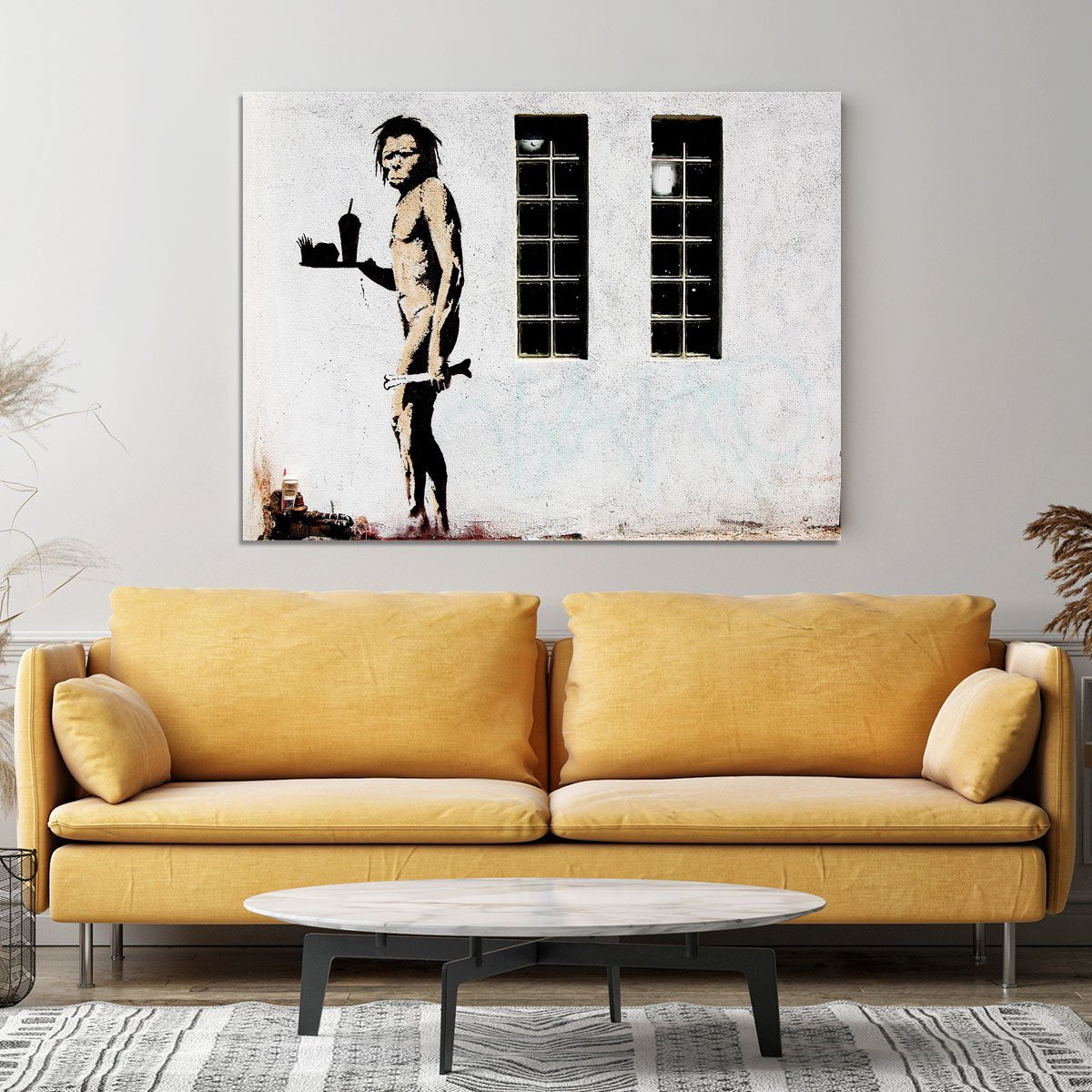 Banksy Caveman Takeaway Canvas Print or Poster