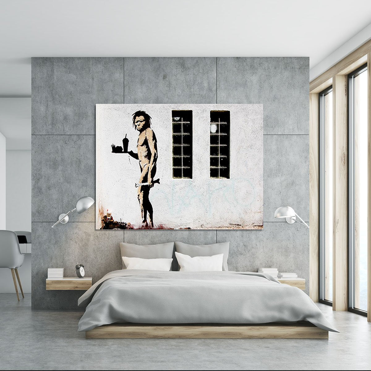 Banksy Caveman Takeaway Canvas Print or Poster