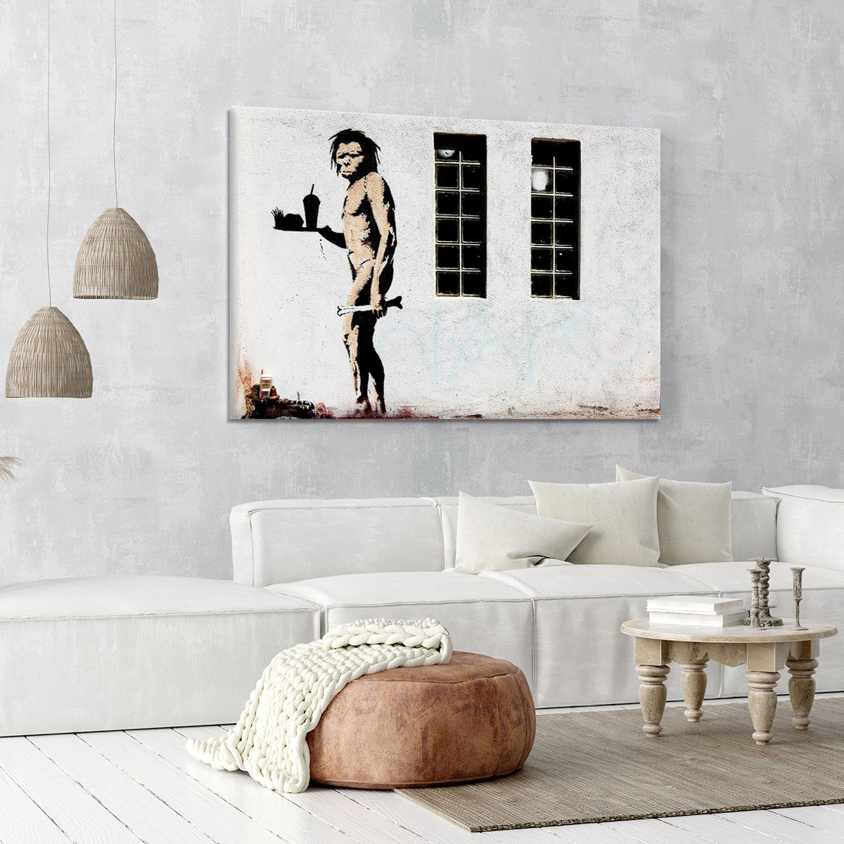 Banksy Caveman Takeaway Canvas Print or Poster