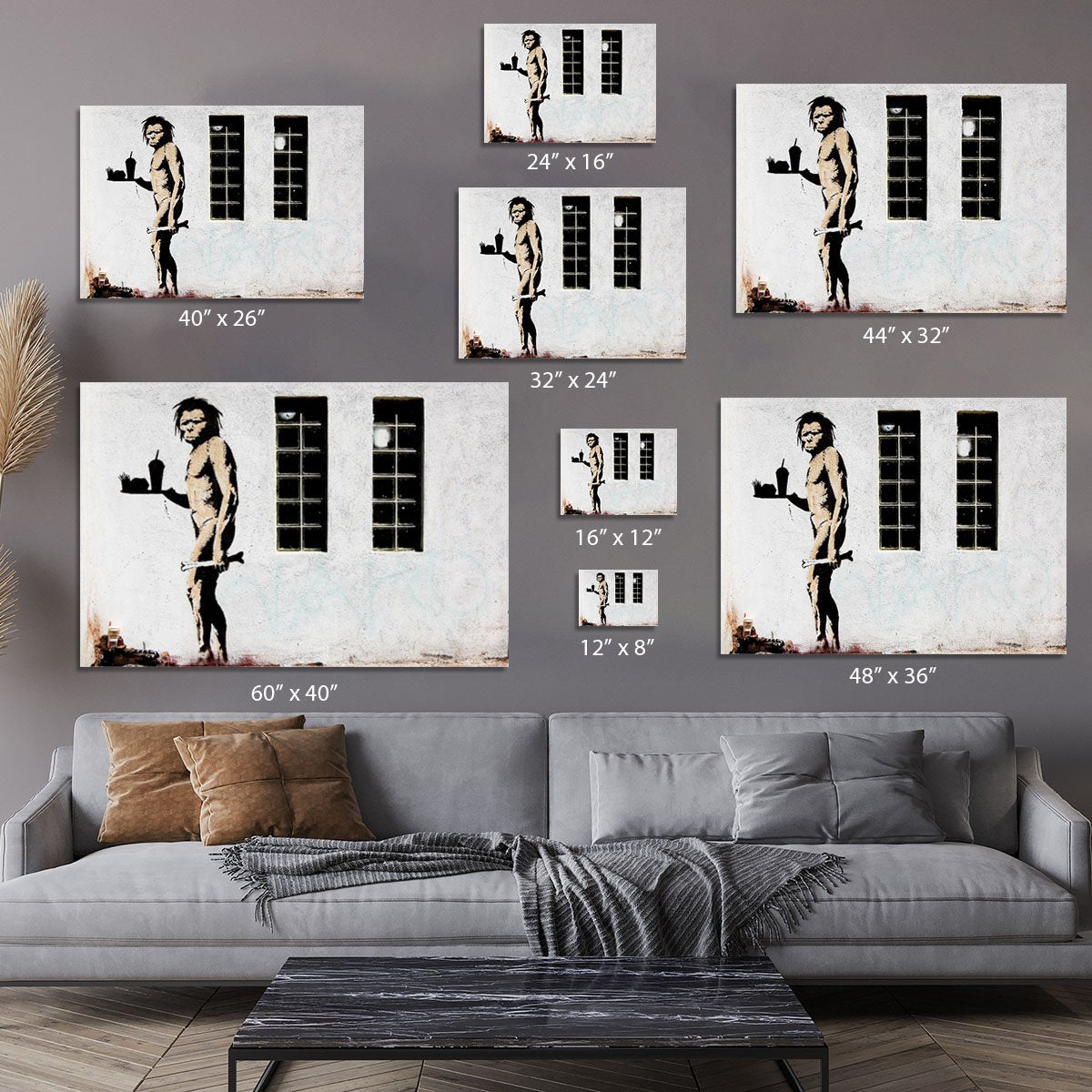 Banksy Caveman Takeaway Canvas Print or Poster