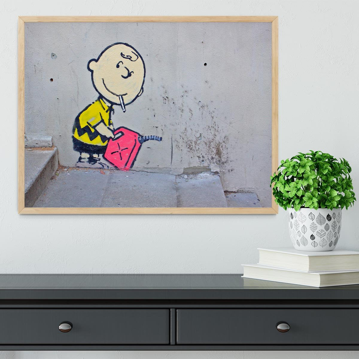 Banksy Charlie Brown  - Naughty Boy Framed Print