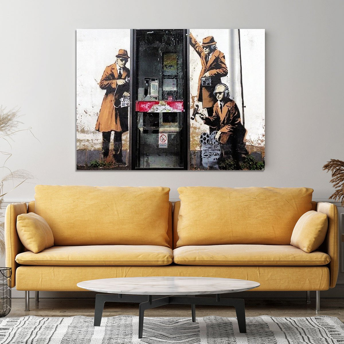 Banksy Cheltenham Telephone Box Spies Canvas Print or Poster