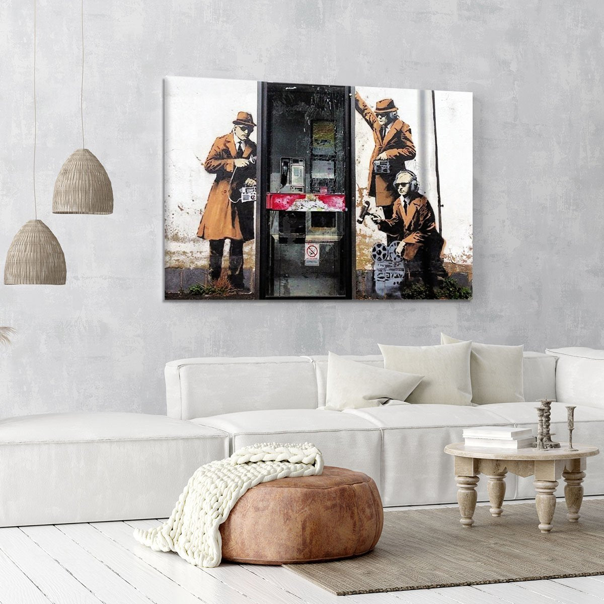 Banksy Cheltenham Telephone Box Spies Canvas Print or Poster