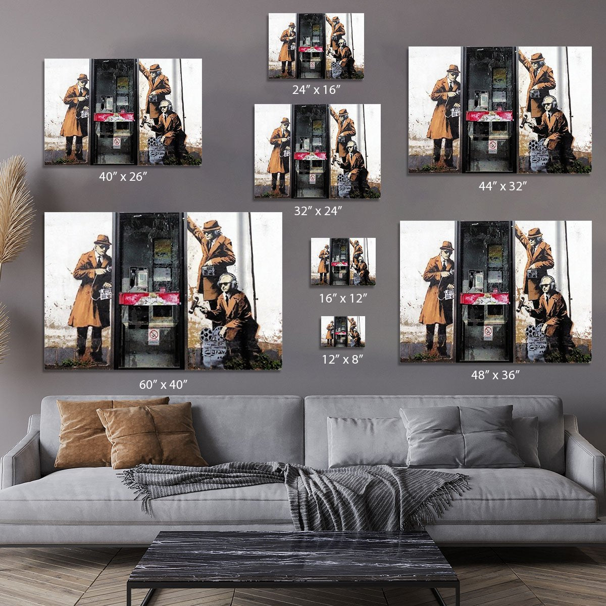 Banksy Cheltenham Telephone Box Spies Canvas Print or Poster