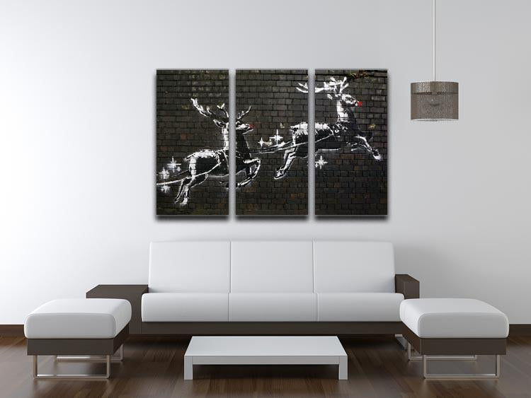 Banksy Christmas 3 Split Panel Canvas Print - Canvas Art Rocks - 3