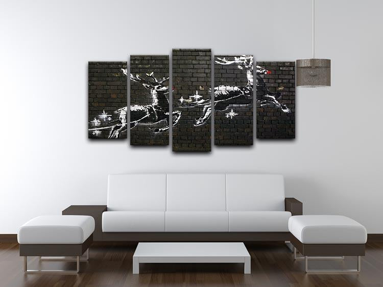 Banksy Christmas 5 Split Panel Canvas - Canvas Art Rocks - 3