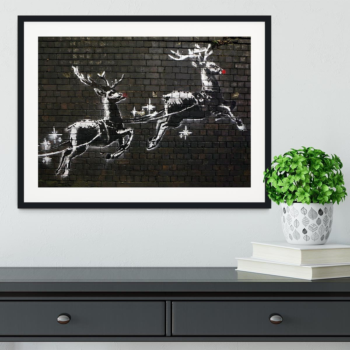 Banksy Christmas Framed Print - Canvas Art Rocks - 1