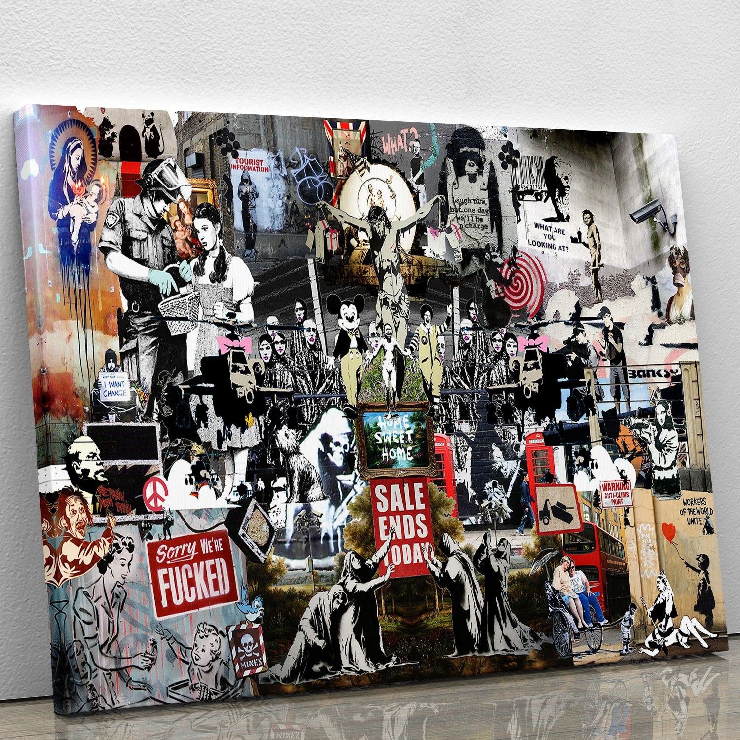 Banksy Collage Canvas Print or Poster