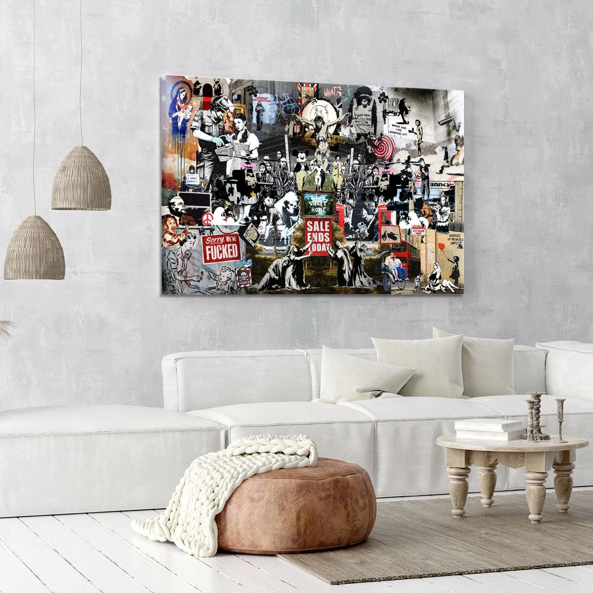 Banksy Collage Canvas Print or Poster