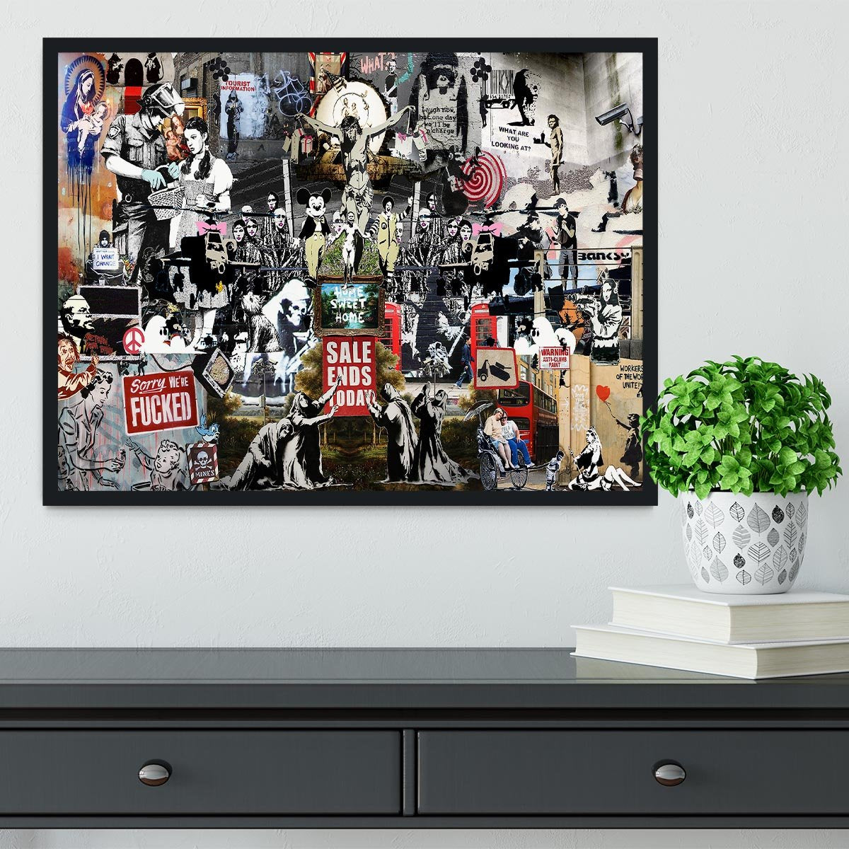 Banksy Collage Framed Print - Canvas Art Rocks - 2