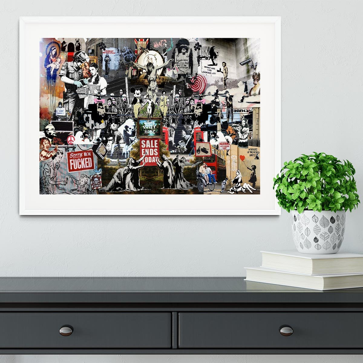 Banksy Collage Framed Print - Canvas Art Rocks - 5