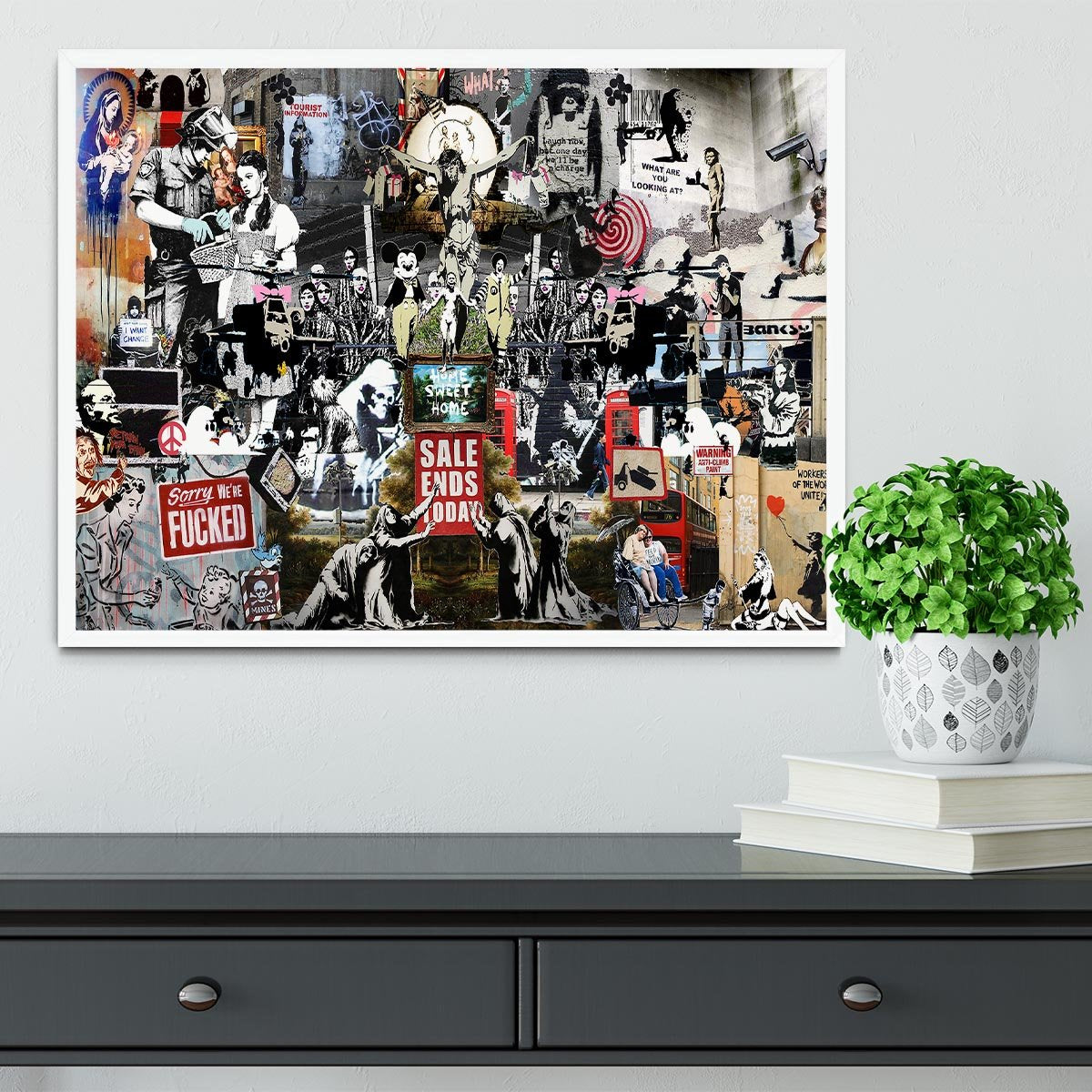 Banksy Collage Framed Print - Canvas Art Rocks -6