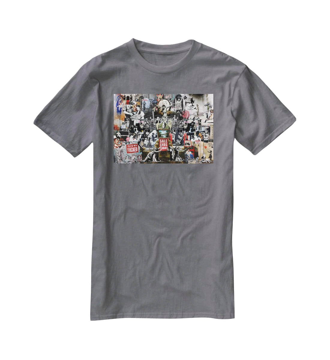 Banksy Collage T-Shirt - Canvas Art Rocks - 3