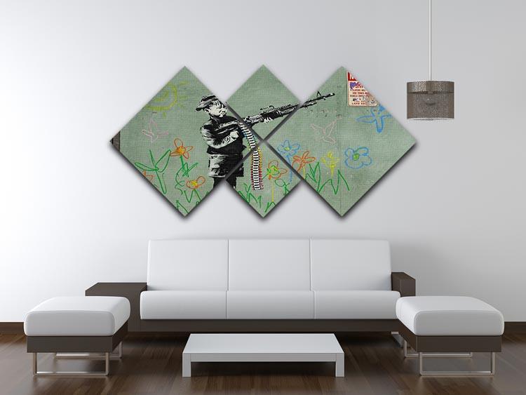 Banksy Crayon Child Soldier 4 Square Multi Panel Canvas - Canvas Art Rocks - 3