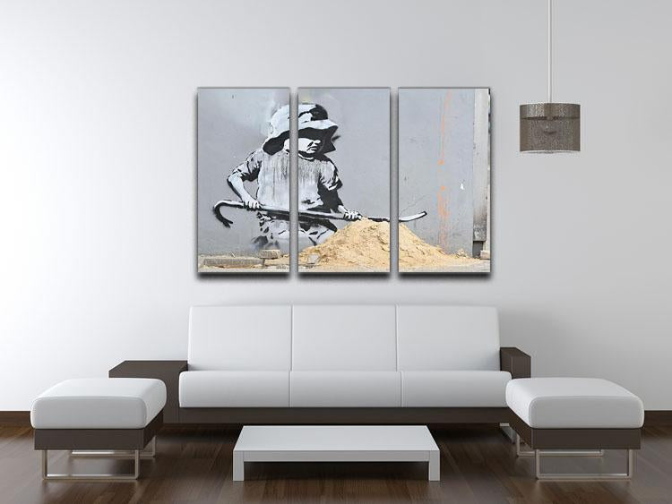 Banksy Crowbar Girl 3 Split Panel Canvas Print - Canvas Art Rocks - 3