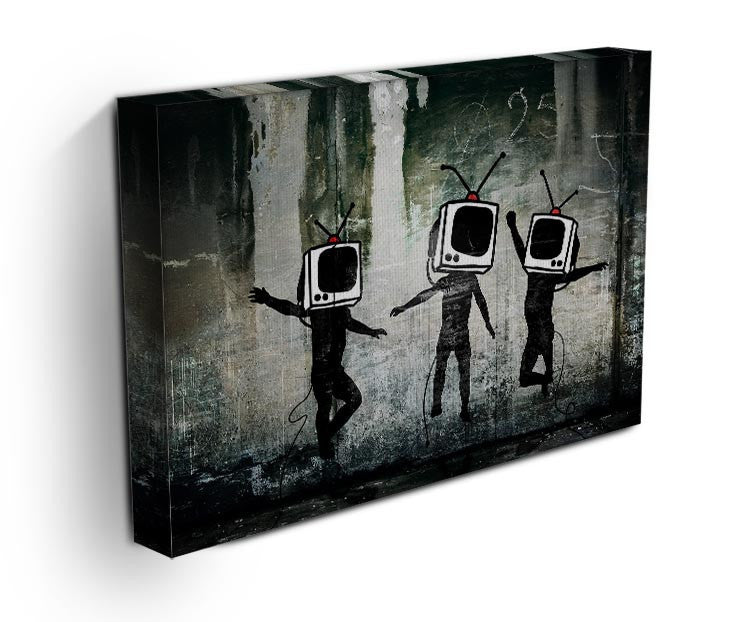 Banksy Dancing TV Heads Print - Canvas Art Rocks - 3
