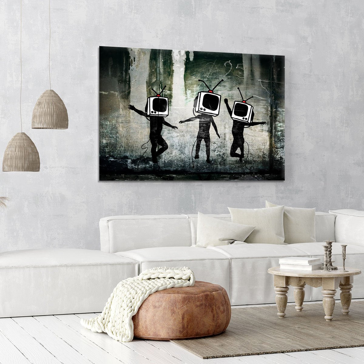 Banksy Dancing TV Heads Canvas Print or Poster