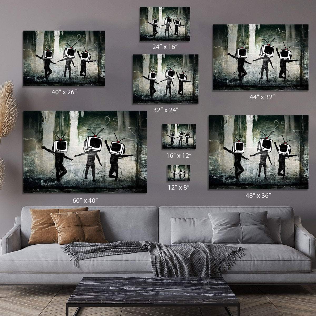 Banksy Dancing TV Heads Canvas Print or Poster