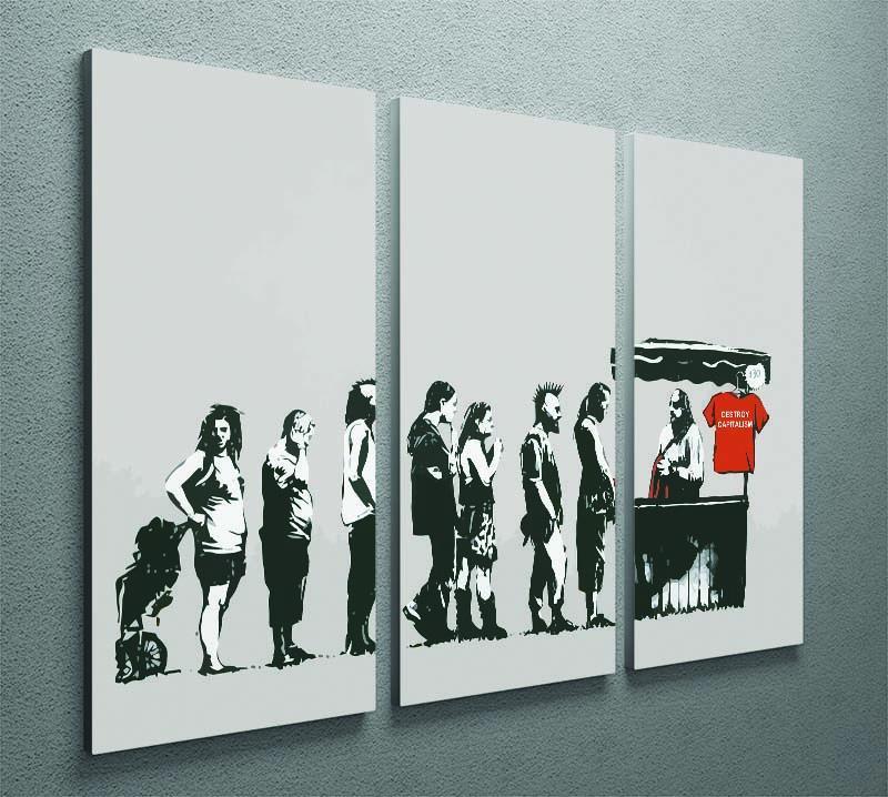 Banksy Destroy Capitalism 3 Split Panel Canvas Print - Canvas Art Rocks - 2