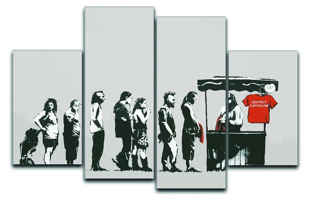 Banksy Destroy Capitalism 4 Split Panel Canvas  - Canvas Art Rocks - 1