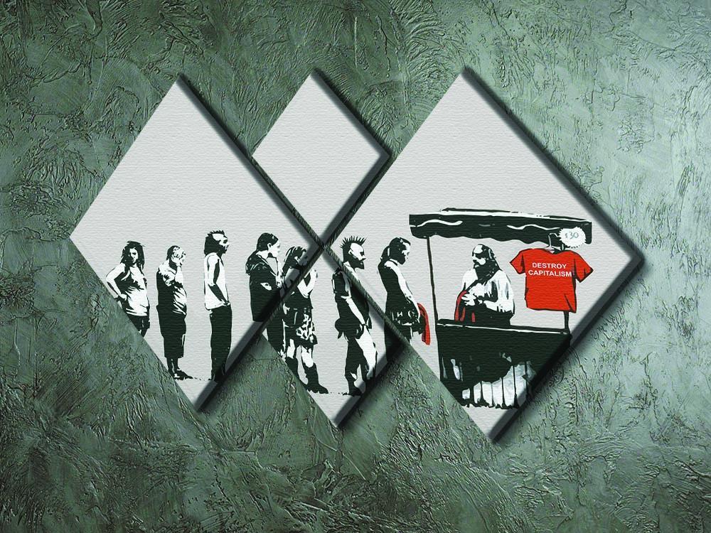 Banksy Destroy Capitalism 4 Square Multi Panel Canvas - Canvas Art Rocks - 2