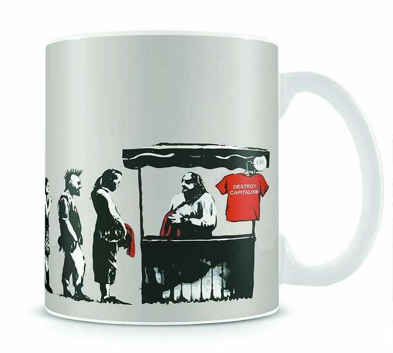 Banksy Destroy Capitalism Mug - Canvas Art Rocks - 1