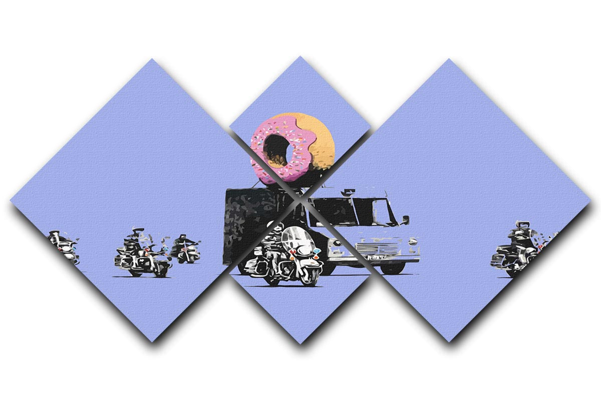 Banksy Doughnut Police Blue 4 Square Multi Panel Canvas - Canvas Art Rocks - 1