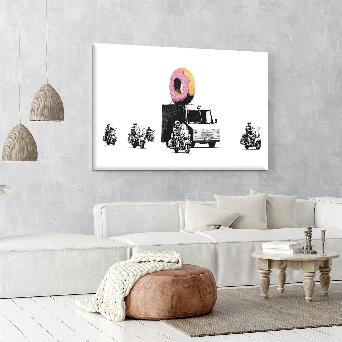 Banksy Doughnut Police Escort Canvas Print or Poster