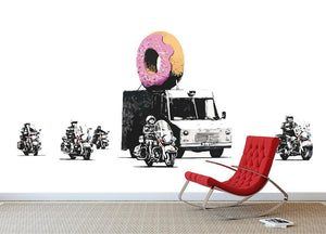 Banksy Doughnut Police Escort Wall Mural Wallpaper - Canvas Art Rocks - 2
