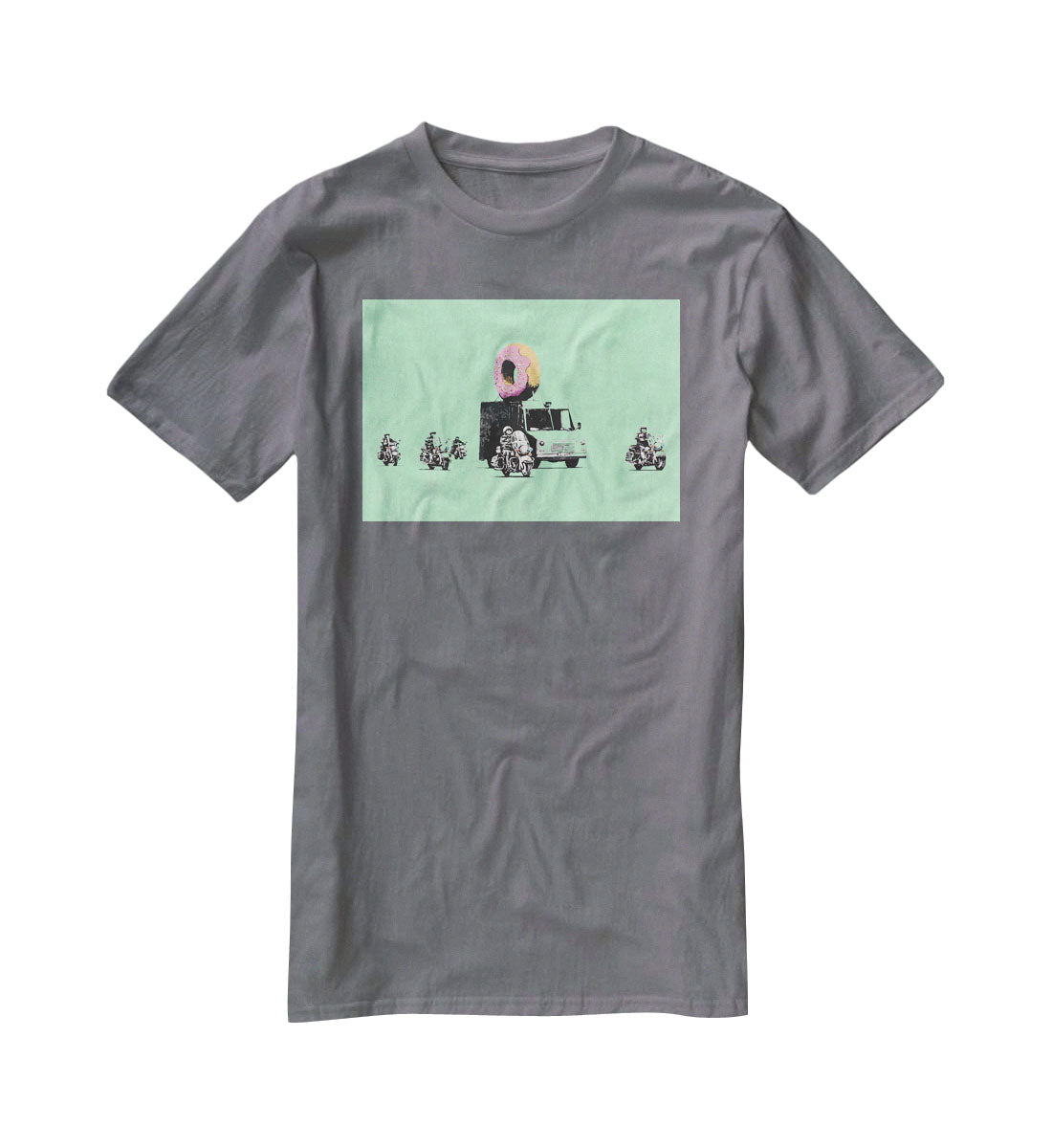 Banksy Doughnut Police Green T-Shirt - Canvas Art Rocks - 3