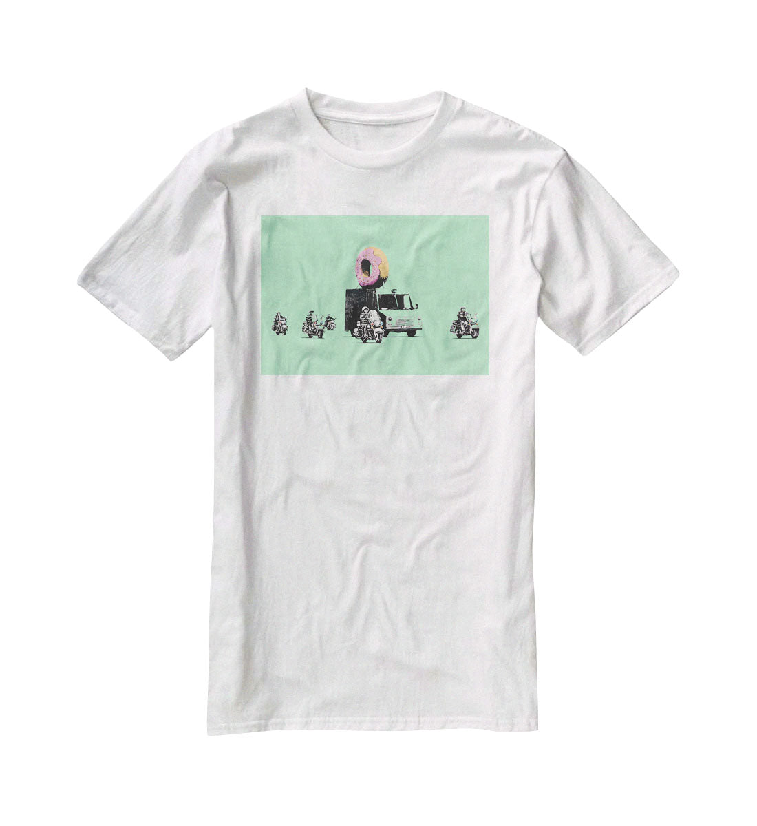 Banksy Doughnut Police Green T-Shirt - Canvas Art Rocks - 5