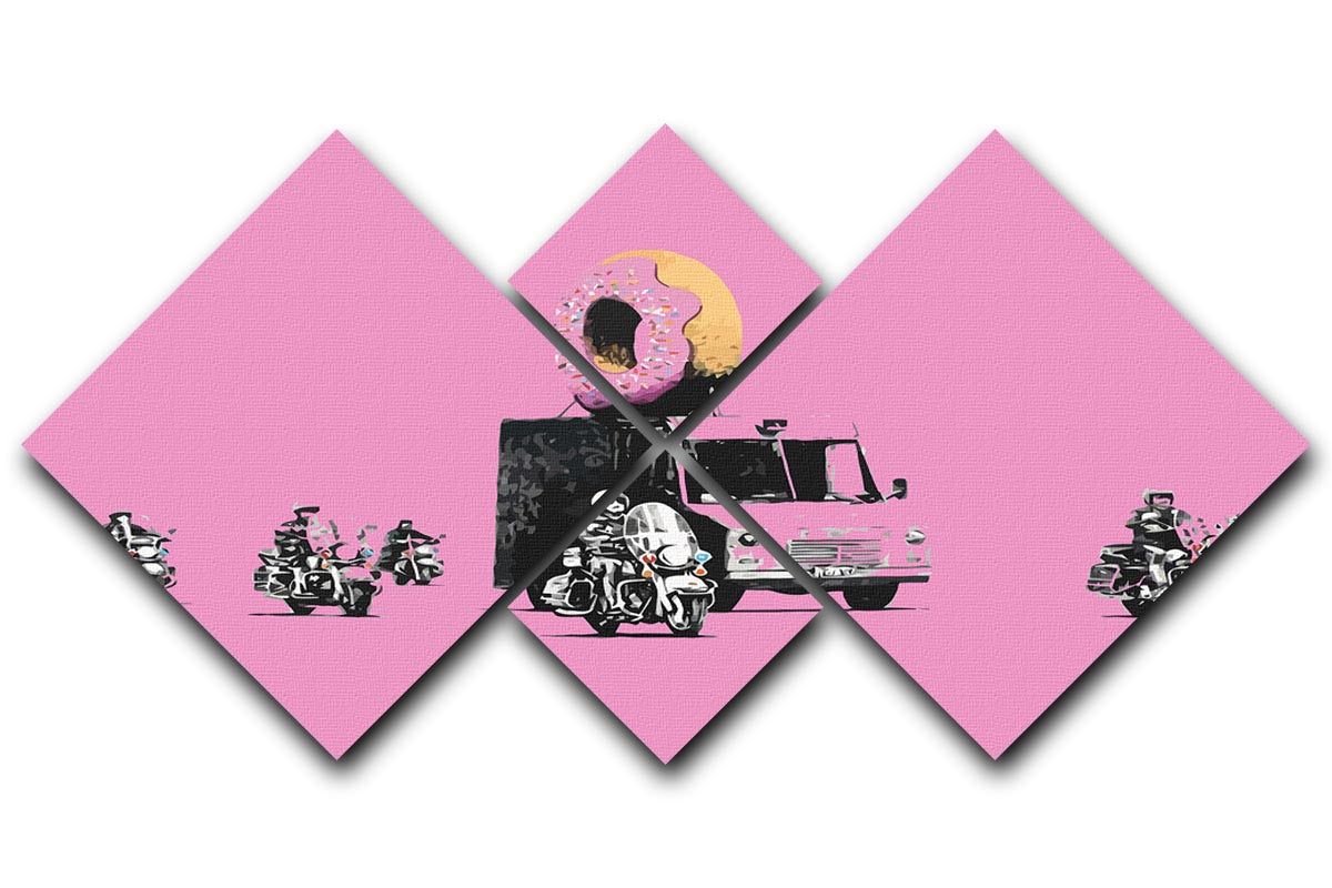 Banksy Doughnut Police Pink 4 Square Multi Panel Canvas - Canvas Art Rocks - 1
