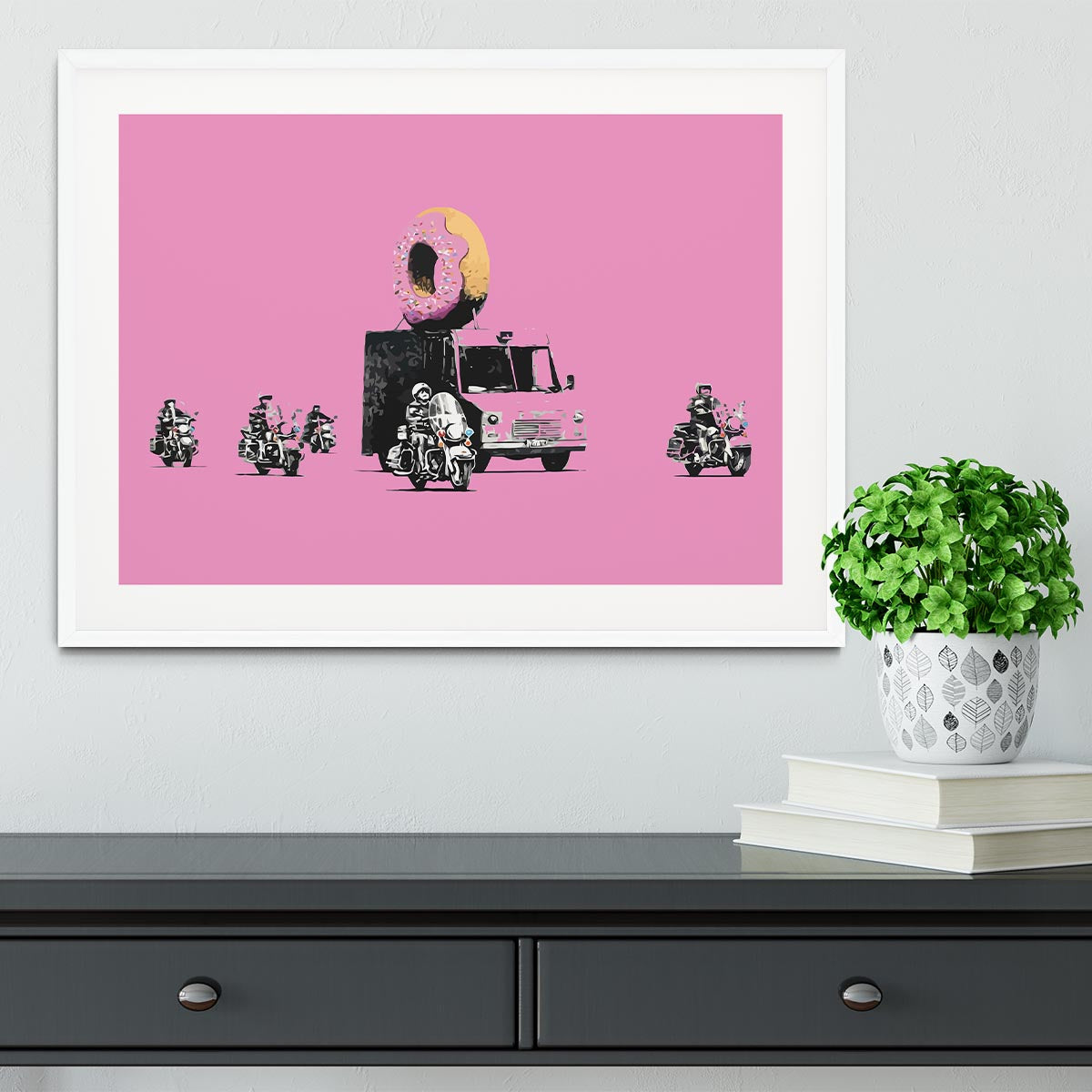 Banksy Doughnut Police Pink Framed Print - Canvas Art Rocks - 5