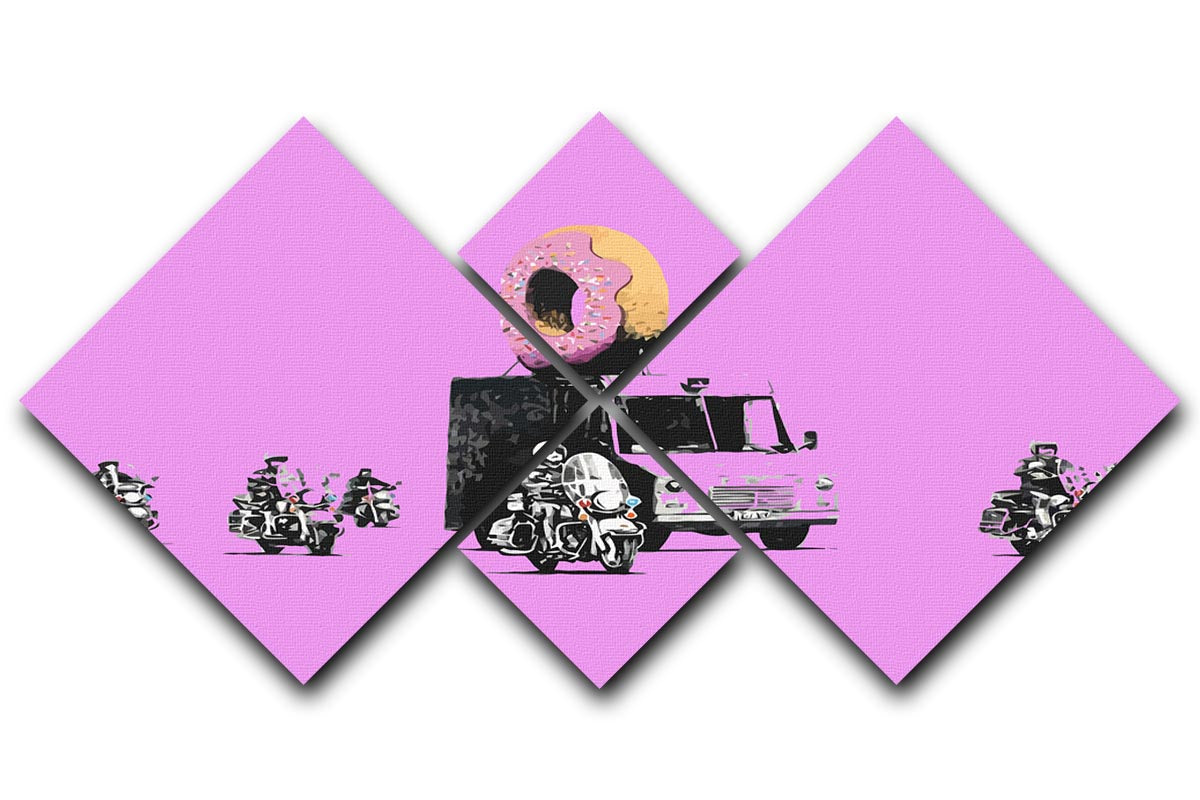 Banksy Doughnut Police Purple 4 Square Multi Panel Canvas - Canvas Art Rocks - 1
