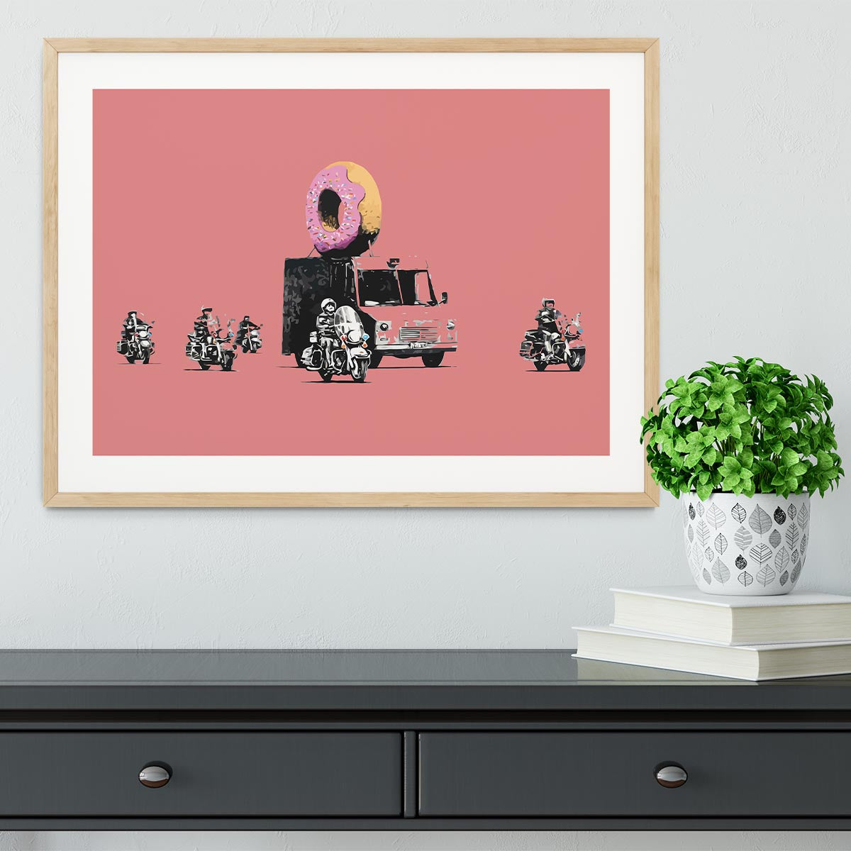 Banksy Doughnut Police Red Framed Print - Canvas Art Rocks - 3